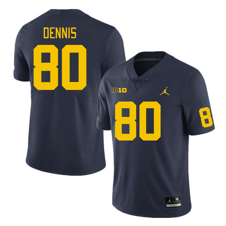 Michigan Wolverines #80 Eamonn Dennis College Football Jerseys Stitched Sale-Navy